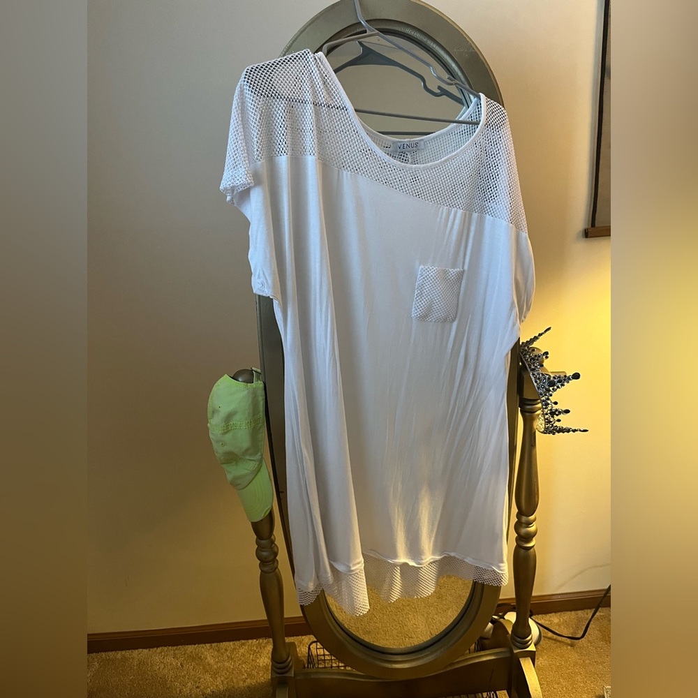 VENUS White Mesh Detail Swim Cover Up
